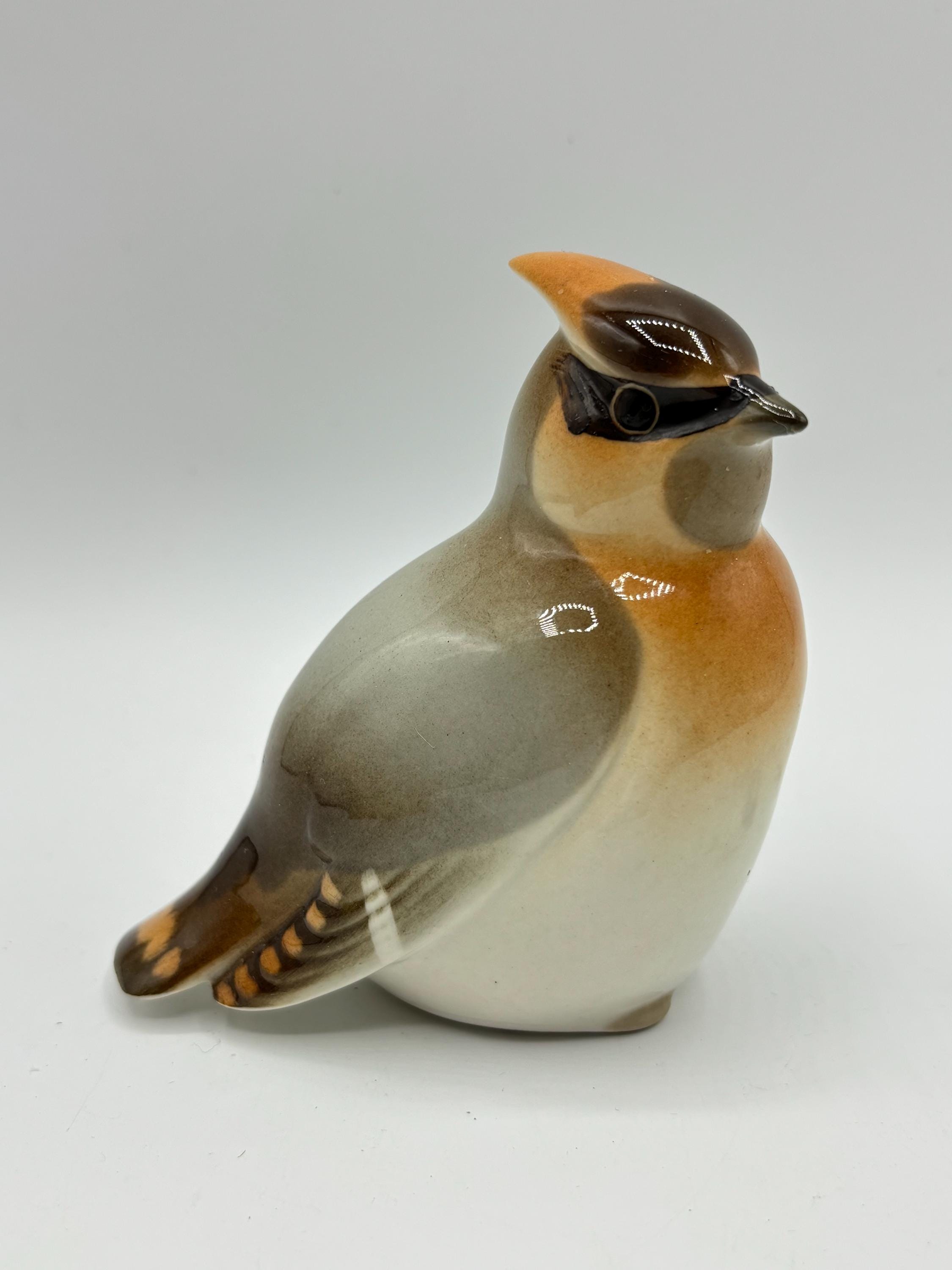 ロモノーソフ　鴨のフィギュア Vintage Lomonosov Porcelain Waxwing Bird Figurine, Russian