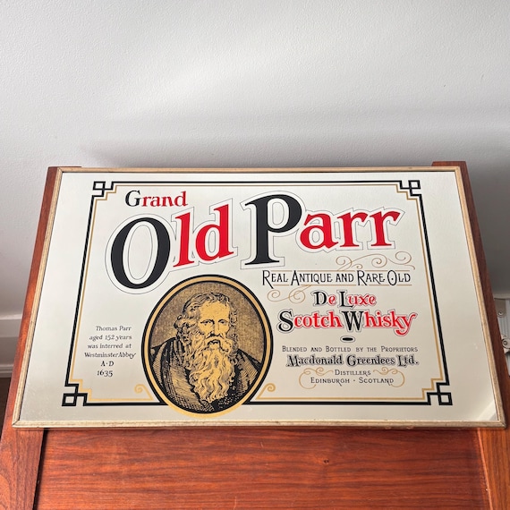Vintage Grand Old Parr Scotch Whisky Mirror: Scottish Pub Bar