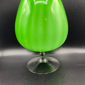 Mid-Century Modern Green Crystal Brandy Snifters
