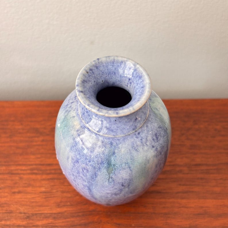 Vintage Drip Glaze Pottery Bud Vase - Light Blue Seafoam Green ...