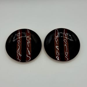 Vintage MCM Enamel Copper Trinket Dishes - Abstract Design, Set of 2