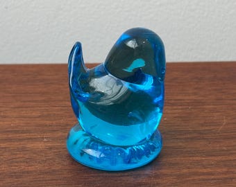 Large Vintage Leo Ward 1994 Terra Studios Glass Blue Bird of