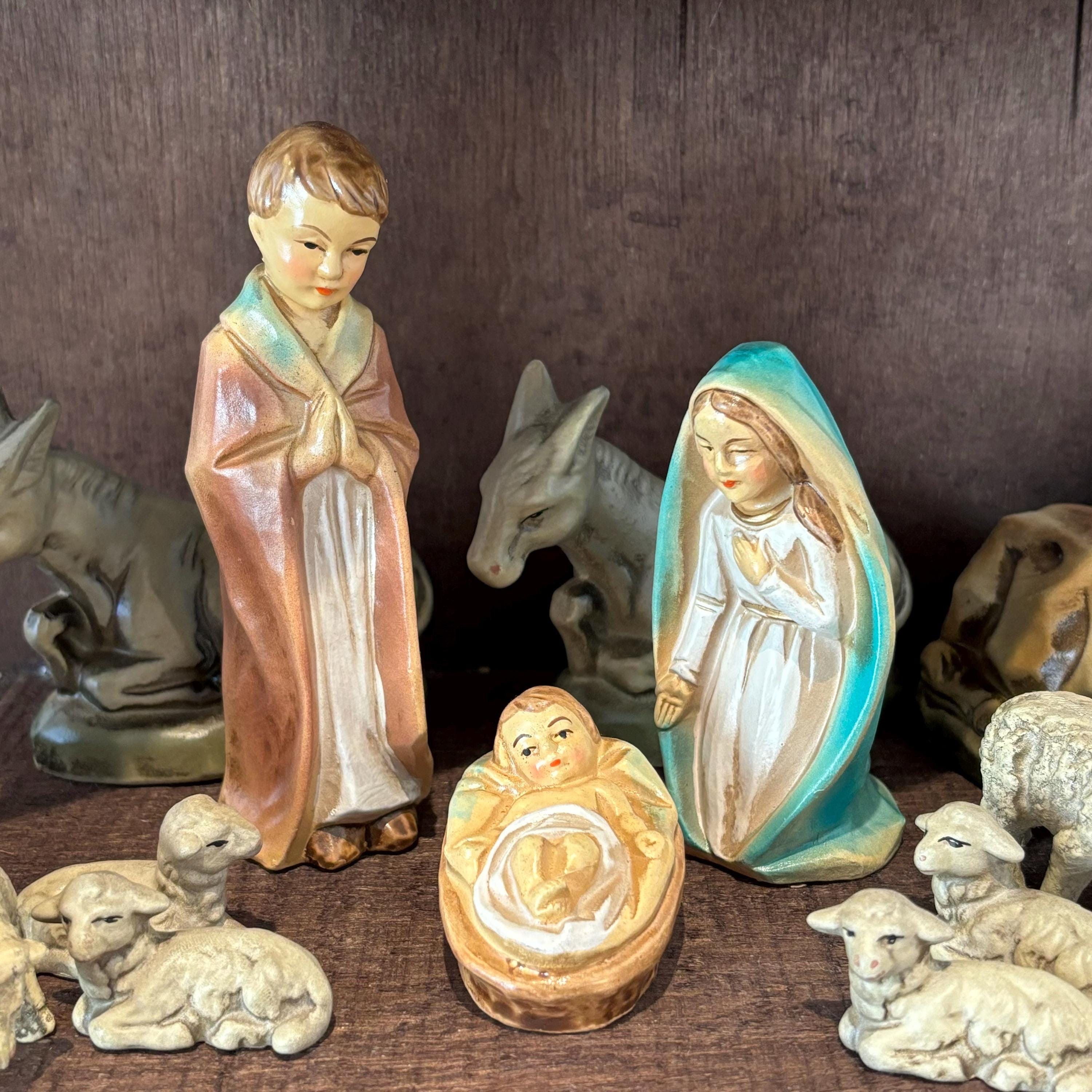 Vintage Hand Painted Nativity Set: 18-piece Paper Mache Japan - Etsy
