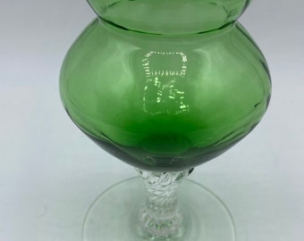 ヴィンテージグリーン吹きガラスの繊細な渦巻きスカラップ花瓶 - Etsy 日本