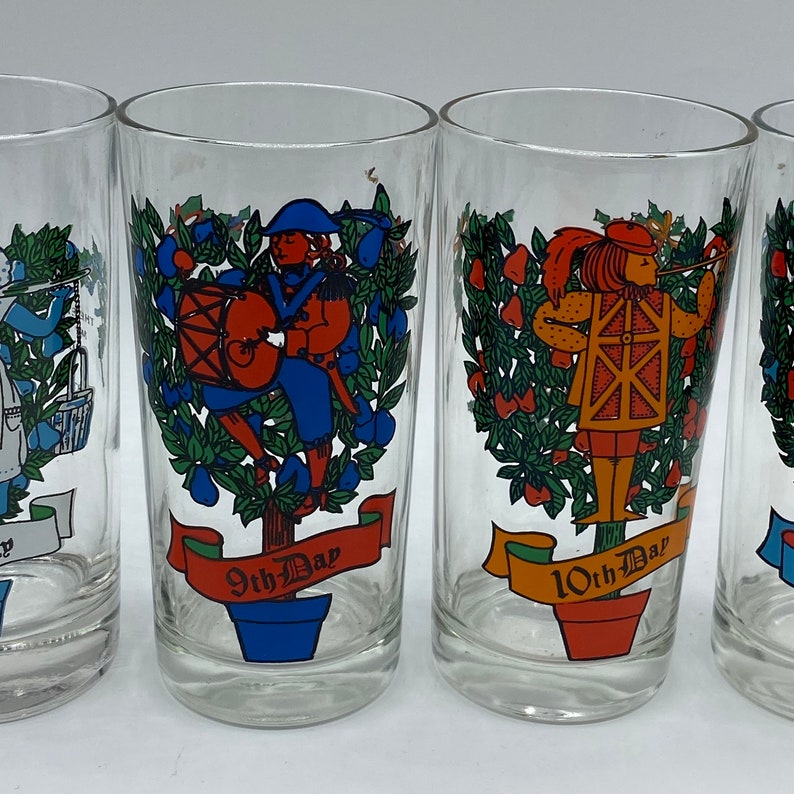 Vintage 12 Days of Christmas Glasses: Partridge, Maids Milking image 3