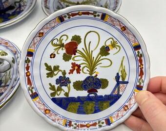 【希少】Pisapia Italy 陶器　花柄プレート6枚 カップ＆ソーサー5客 ヴィンテージ ファエンツァ陶器 コーヒーカップ＆ソーサーセット