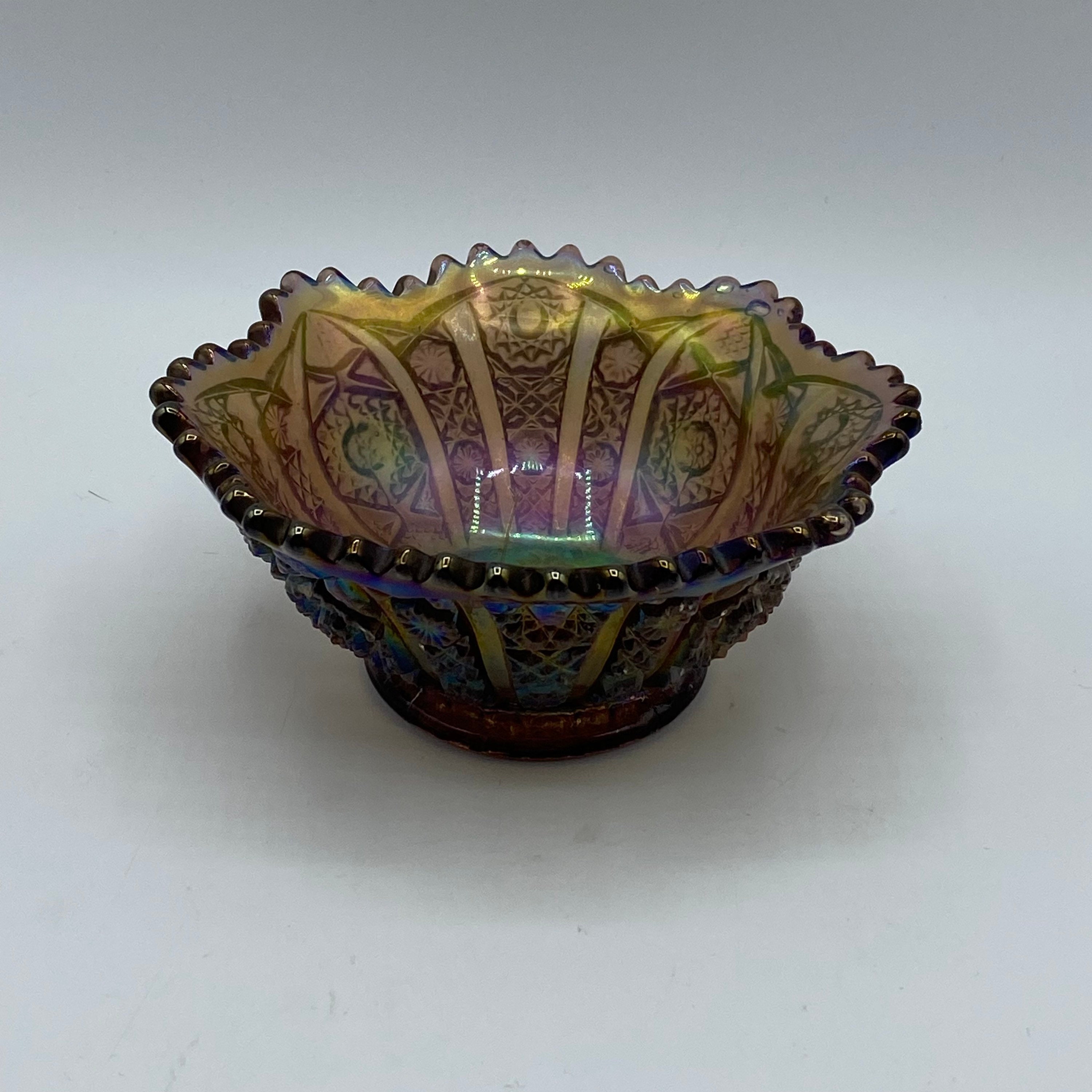 Vintage Imperial Glass Hobstar Smoky Amethyst Small Bowl