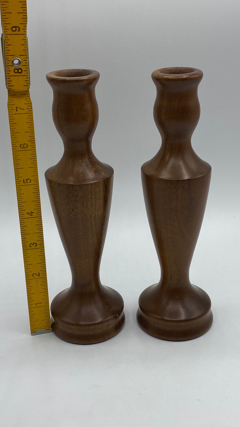 Vintage MCM Turned Wood Candle Stick Holders Artist Signed Set of 2 - Etsy