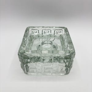 Suporte de castiçal vintage modernista Riihimaen Lasi, suporte de castiçal de vidro transparente Taalari vintage Finlândia Riihimaki