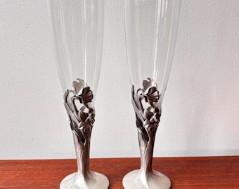2 Vintage Seagull Pewter Canada Etain 1988 DAFFODIL Toasting