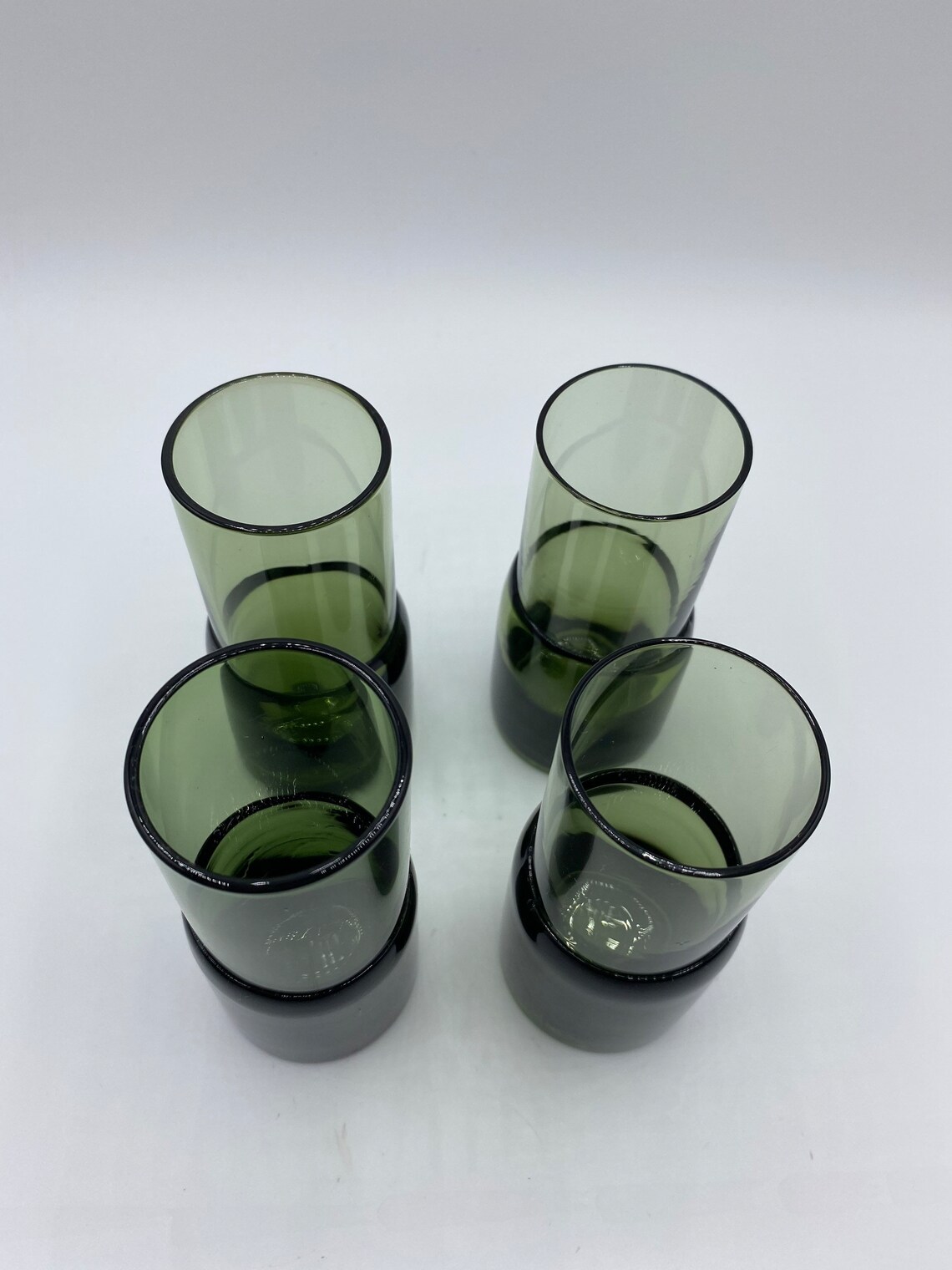Vintage Pier 1 Imports Dark Green Glass Shot Glasses Green Etsy