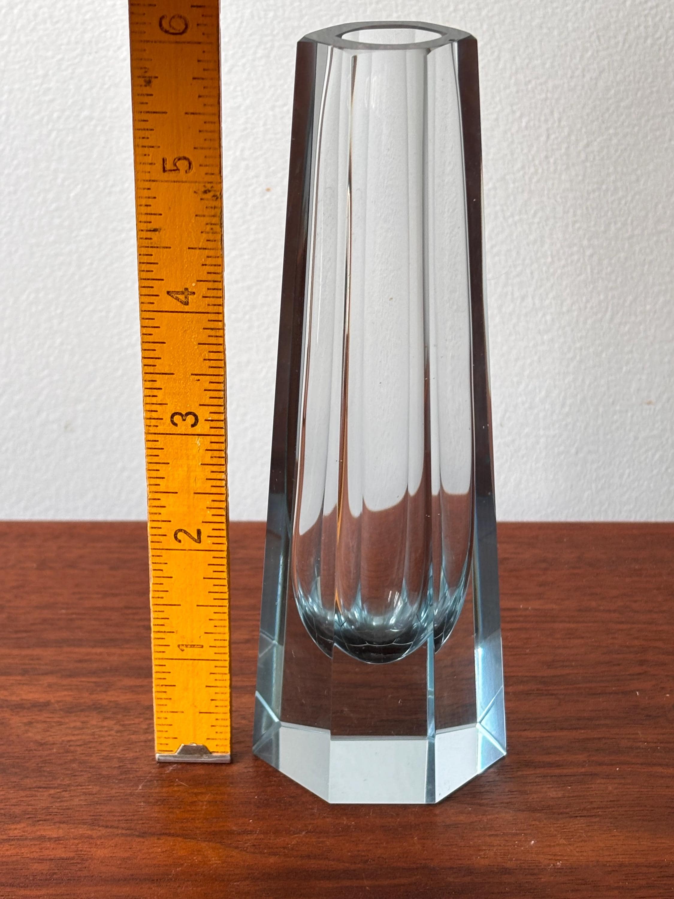 Vintage Light Blue Faceted Czech Art Glass Vase ZBS Bretislav