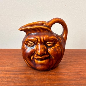 Vintage Man In The Moon Mini Jug Pitcher - Toby Style Creamer