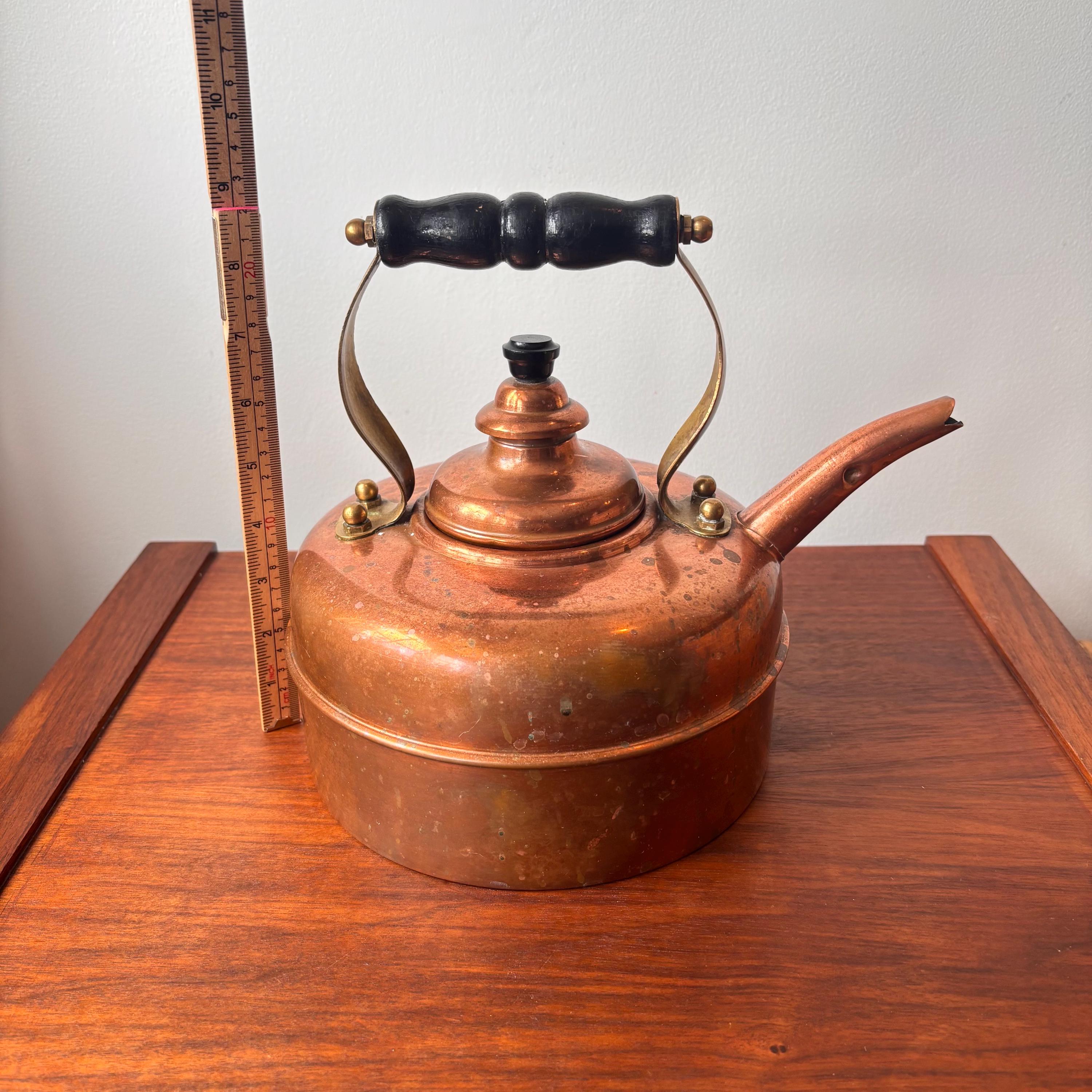 Vintage Simplex Patent Whistling Solid Copper Kettle England Early