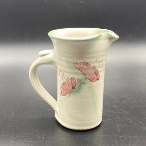 Canadian Art Pottery Vintage Creamer Milk Jug with Pink Florals, Artist Signed