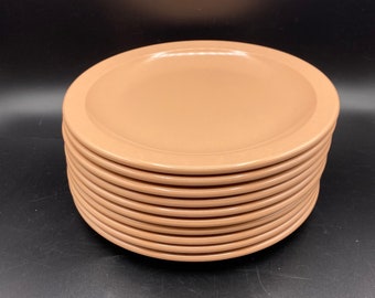 Vintage GPL Melmac 9” Lunch Dinner Plates, Peach Pink #303 Hard Plastic Melamine Canada Set of 4