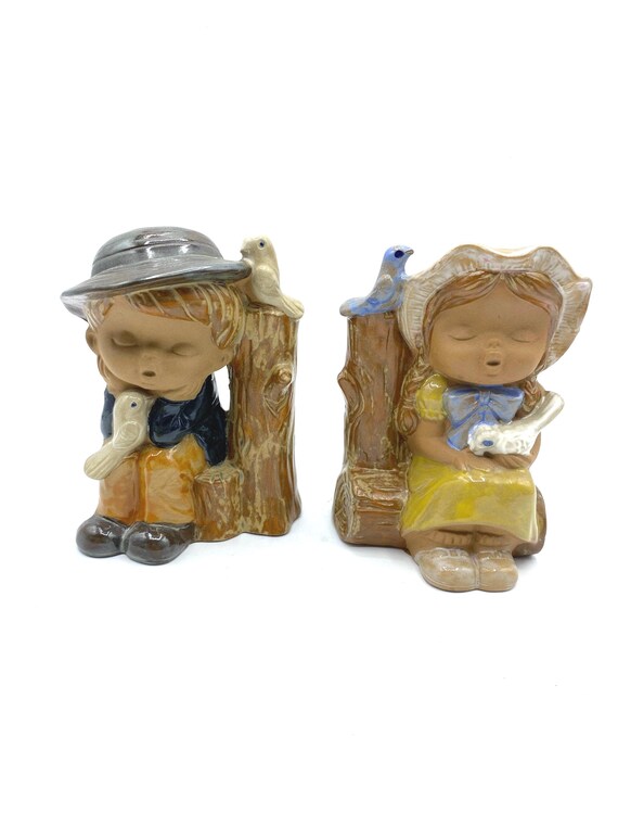 Vintage 1960s Enesco Japan Boy and Girl Bookends - Etsy Denmark