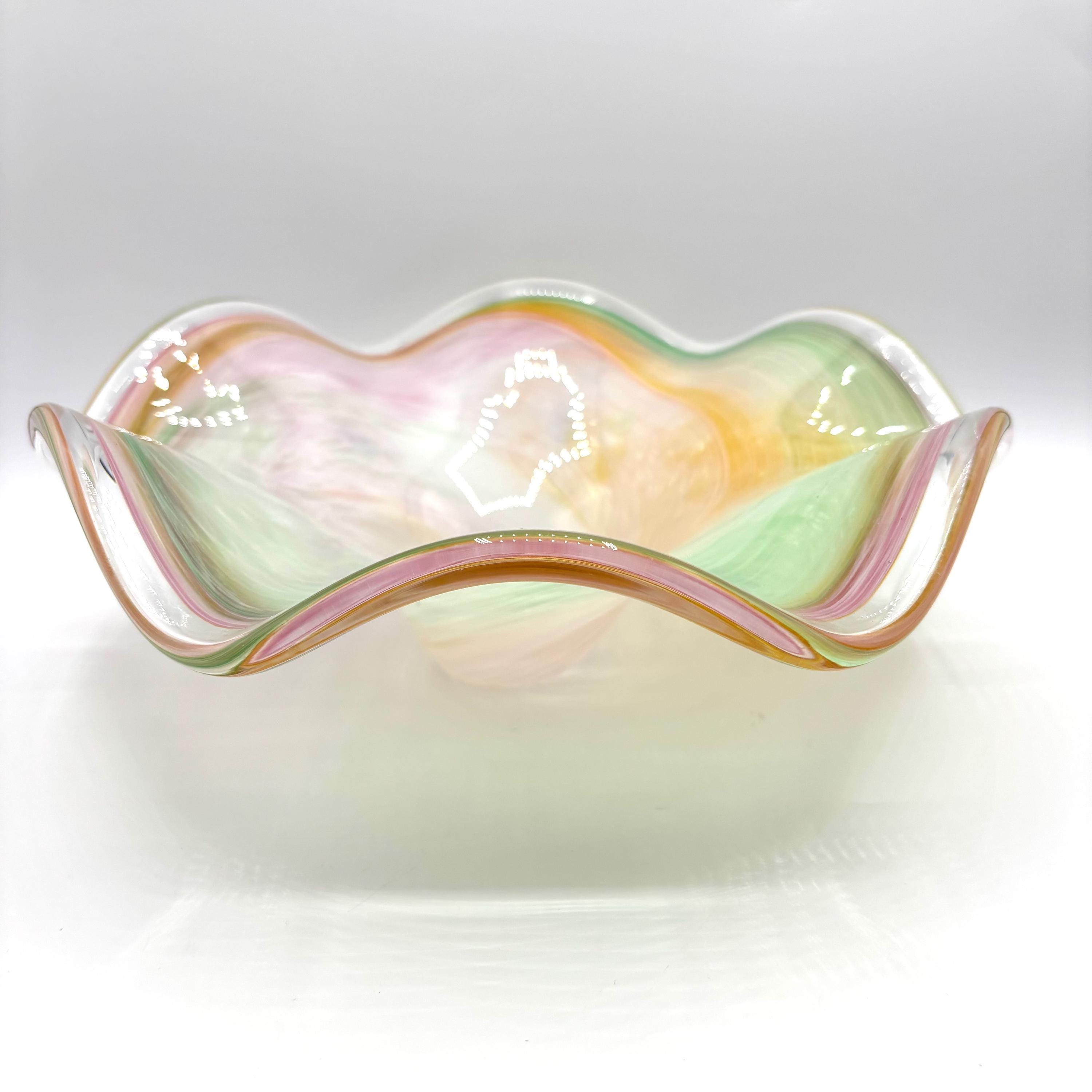 ヴィンテージ ムラーノ スタイル アートガラス ボウル：フリルエッジ