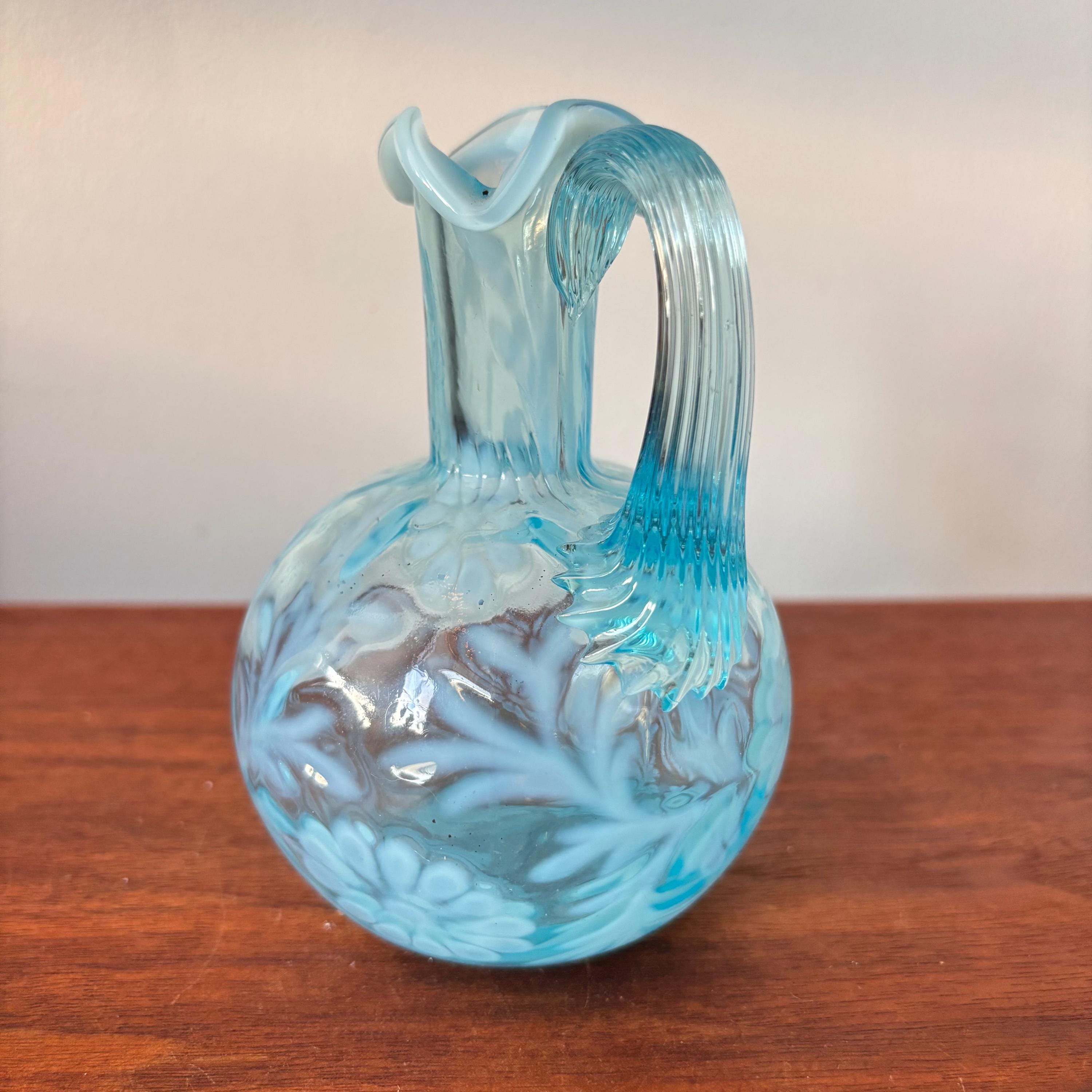 Vintage Fenton Blue Opalescent Daisy and Fern Cruet Pitcher - Etsy