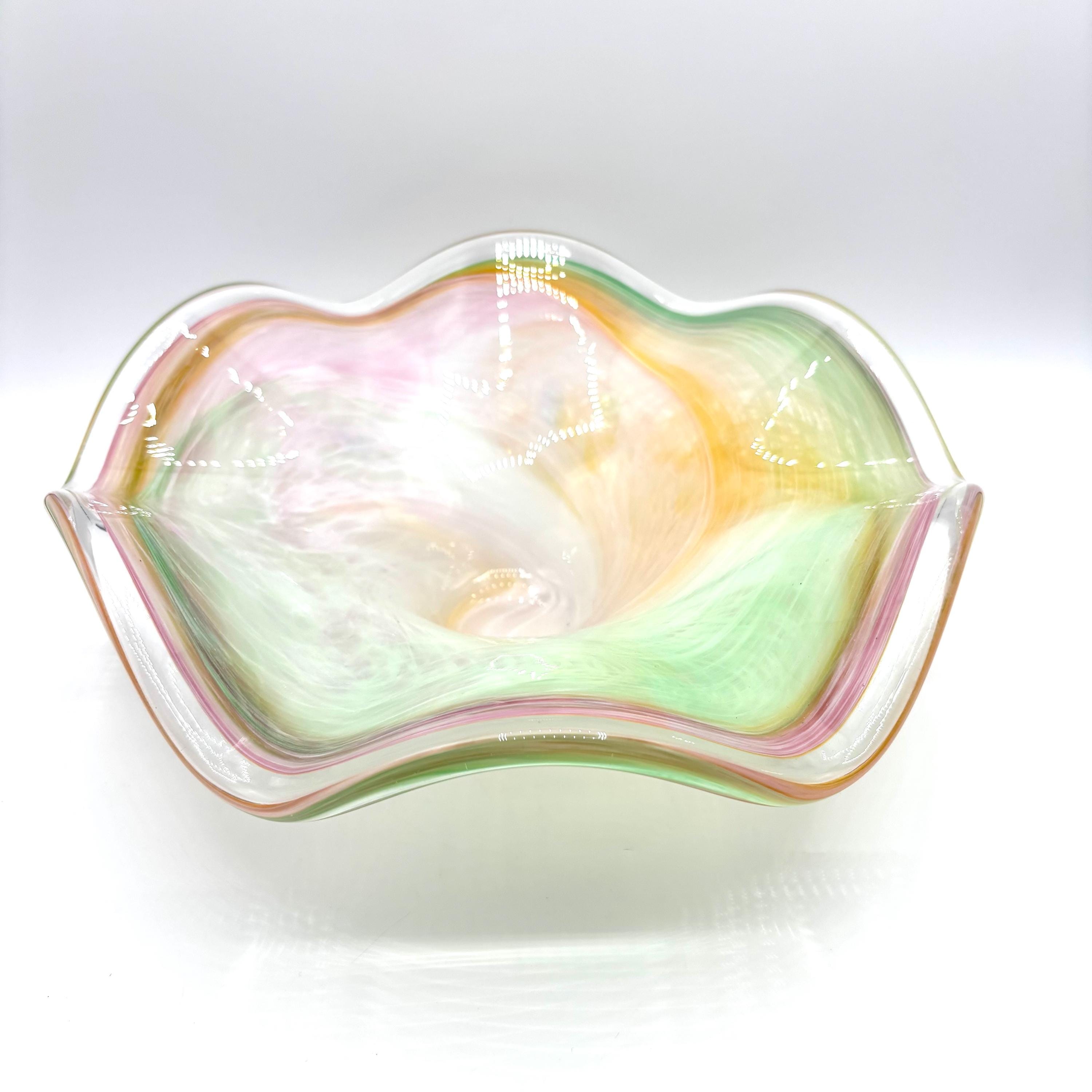 VINTAGE Muranoガラスボウル ヴィンテージ ムラーノ スタイル アートガラス ボウル：フリルエッジ