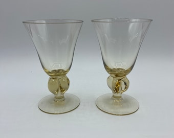 Mid Century Swedish Yellow Cordial Glasses: Gulli Ingrid Siegfried Stahl, Set of 2