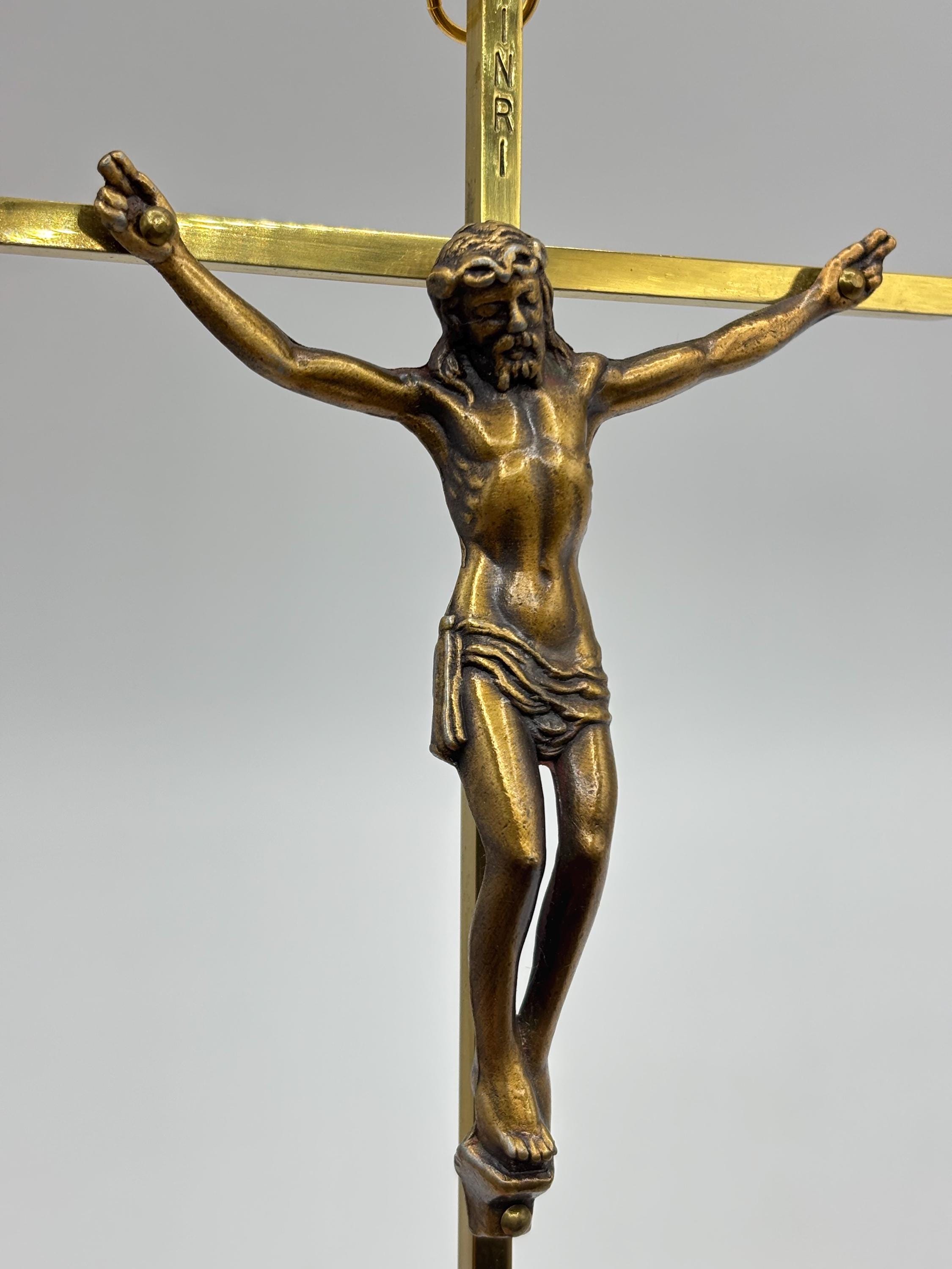 ヴィンテージ 真鍮 金属製 十字架 十字架 イエス・キリスト INRI 宗教