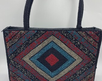 Torebka wieczorowa Vintage Millicent z koralikami: kolorowa, geometryczna torebka z diamentami
