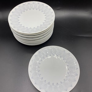 Vintage Rosenthal Germany Ballet Continental RBall Platinum Lotus Pattern No Trim Salad Plate 7-1/2” Set of 6