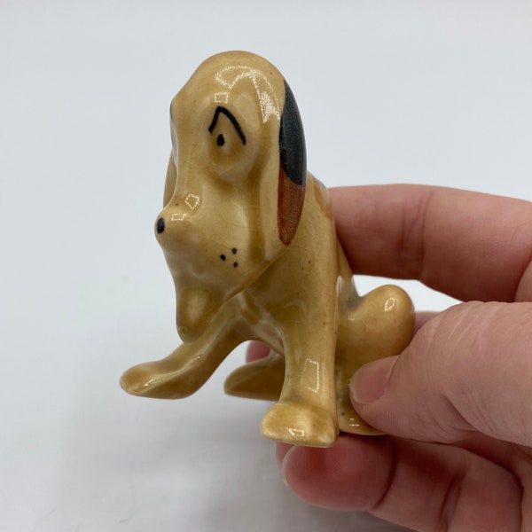 Vintage Hillbilly Hound Dog Figurine Brown Tan Puppy