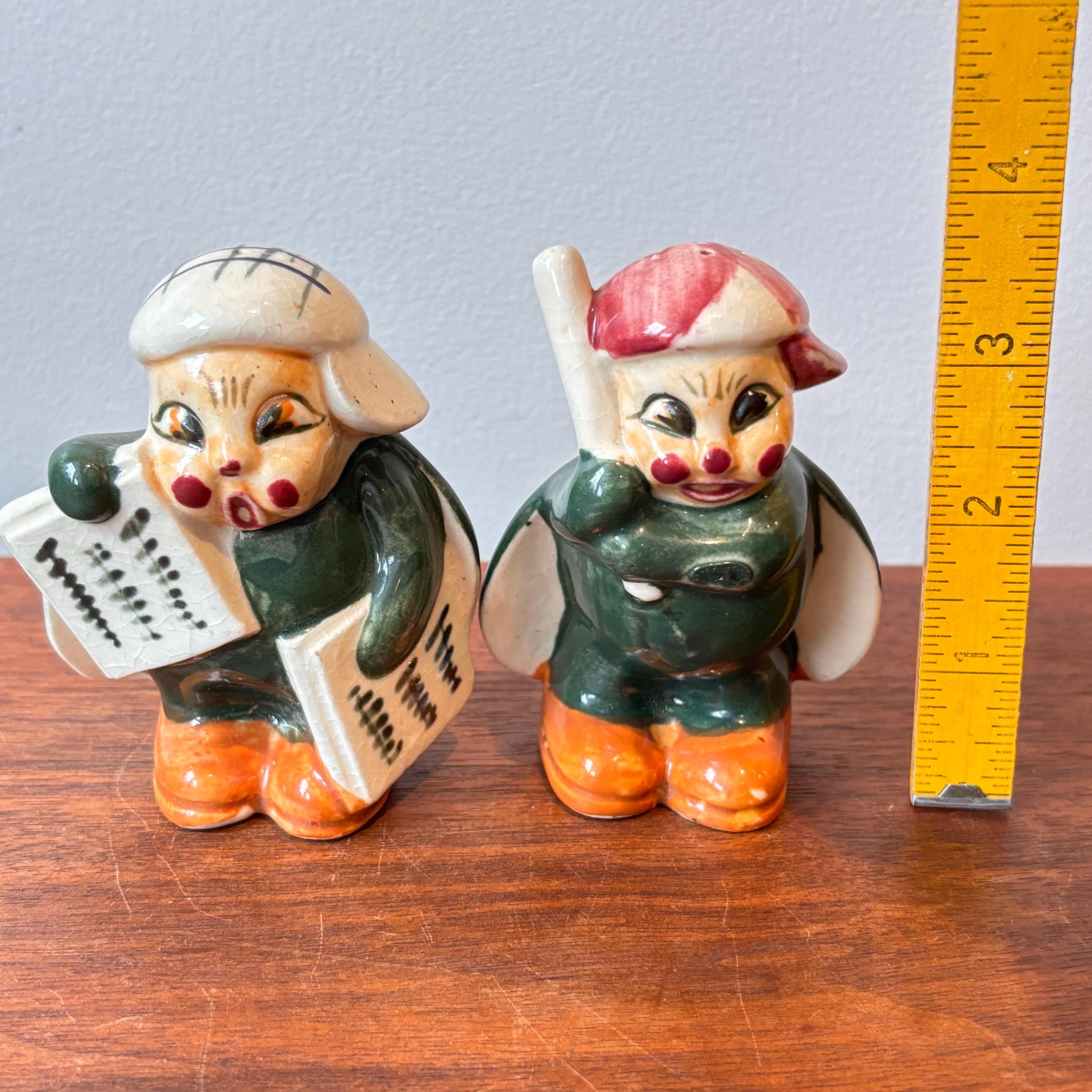 Vintage RARE Anthropomorphic Beetle Bug Salt and Pepper Shaker Set