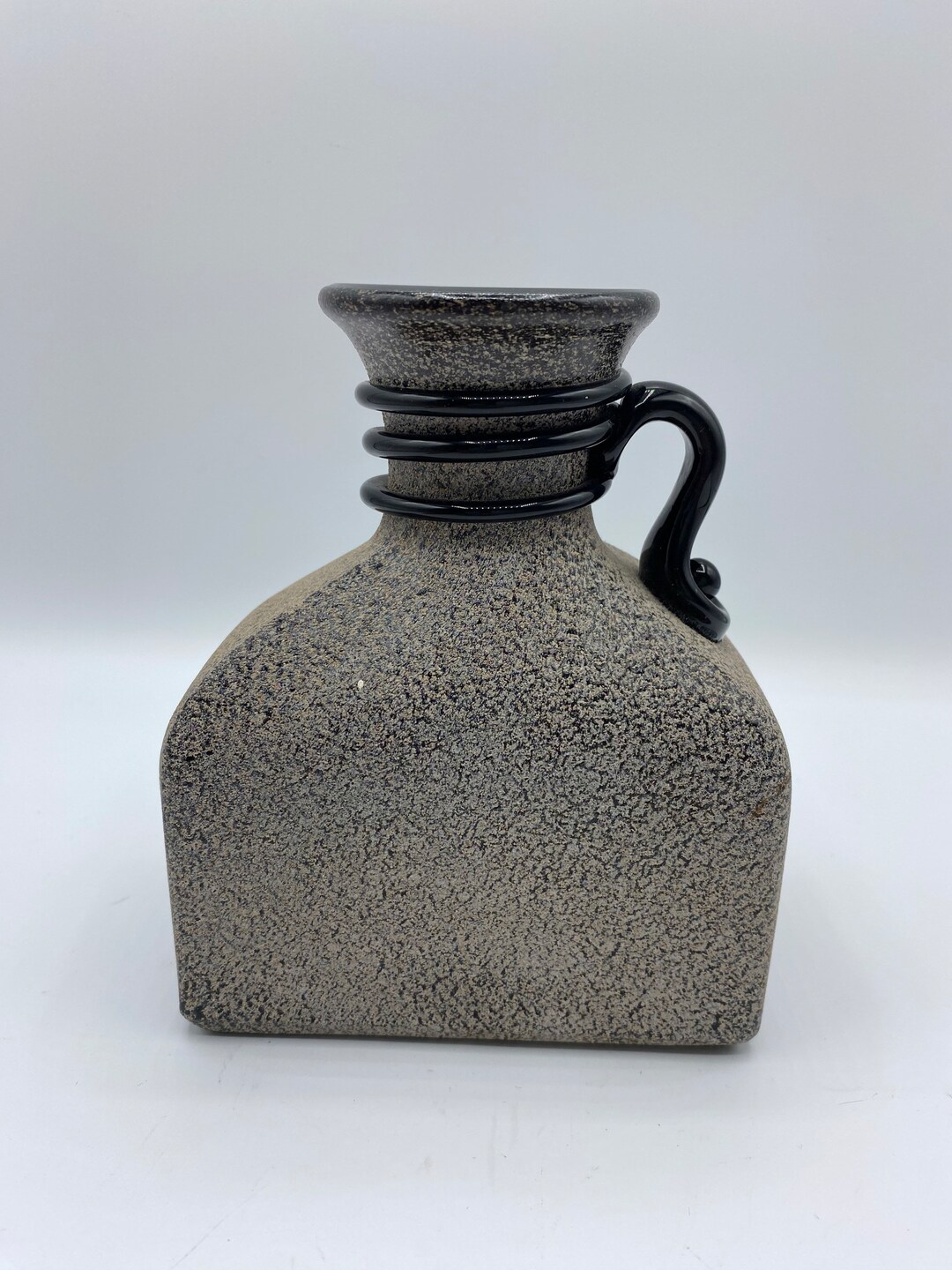 Spanish Lafiore Square Vase With Scavo Texture and Black Glass Etsy