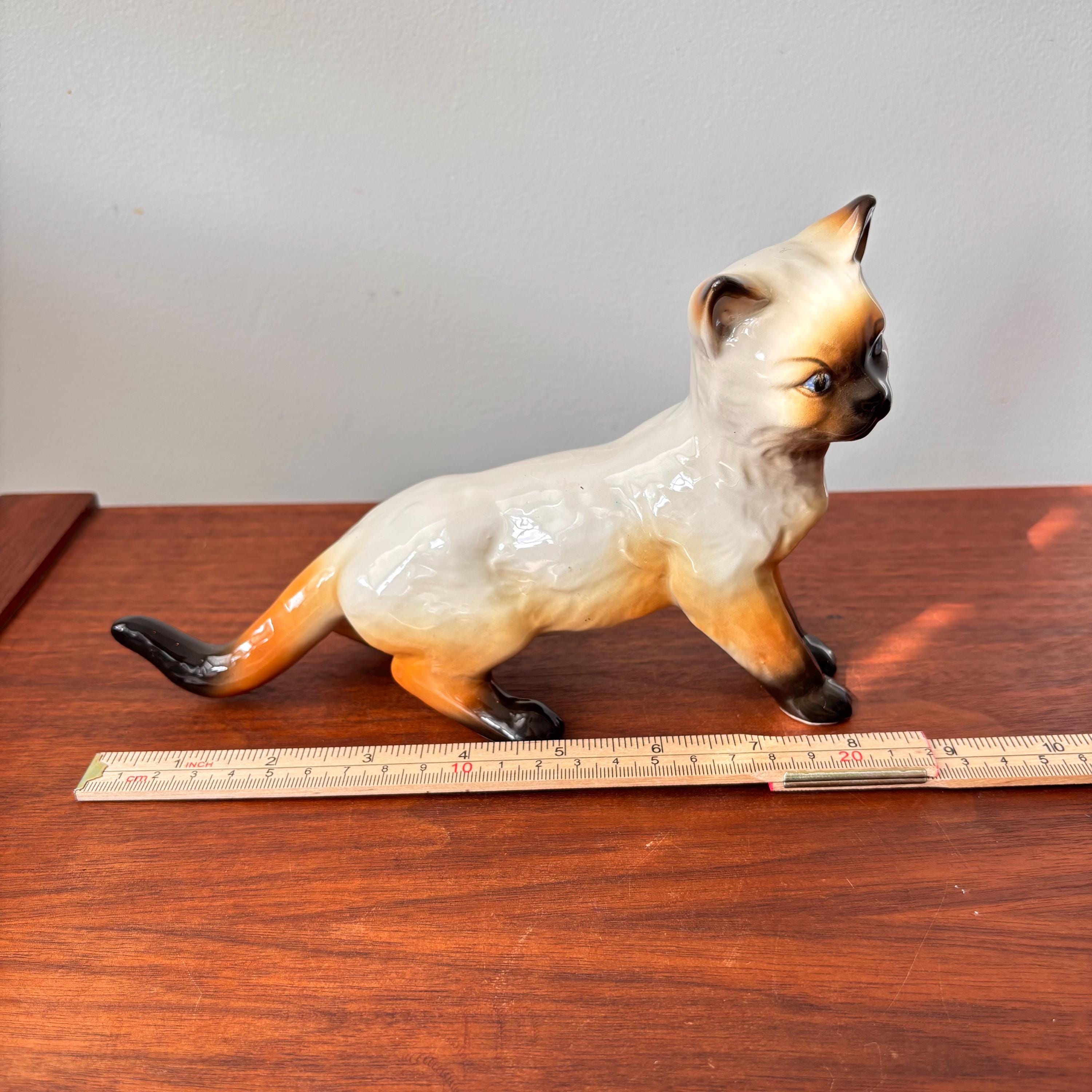 Vintage Ceramic Blue Eye Siamese Kitten Cat Figurine 9” - Etsy