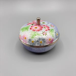 Japanese Sakura Cloisonne Shippo-Yaki Lidded Candy Container