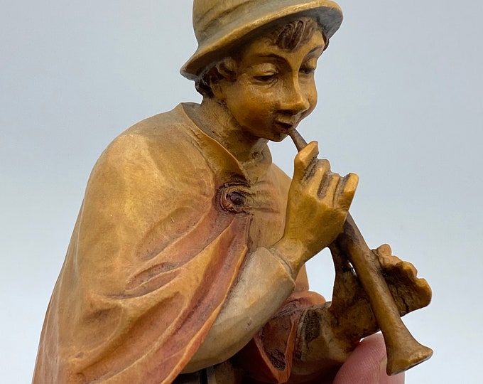 Vintage Anri Italy Hand Carved Wood Pied Piper of Hamelin Figurine ...