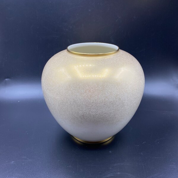 vintage Gold Dust Porcelain MCM Bavaria Gold Cream Vase, Bavaria Tirschenreuth Germany Gold 2740
