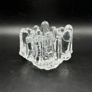 Vintage Kosta Boda Goran Warff Polar Eis Kerzenhalter Klar Kristall Eisberg Skulptur 10,5 cm, schwedisches Kunstglas