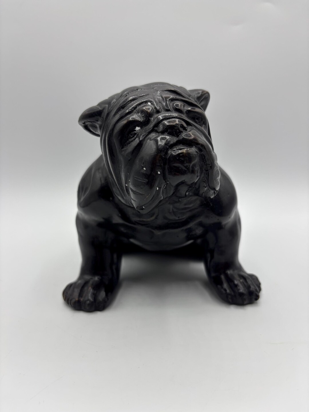 Vintage Bronze English Bulldog Sculpture: Sitting Dog Figurine - Etsy
