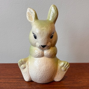 Vintage Handpainted Easter Bunny Figurine: Kitschy Spring Decor