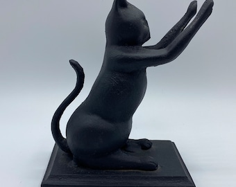 Black Cat Cast Iron Bookend, Cast Iron Cat Kitten Arms Up Bookend Door Stop