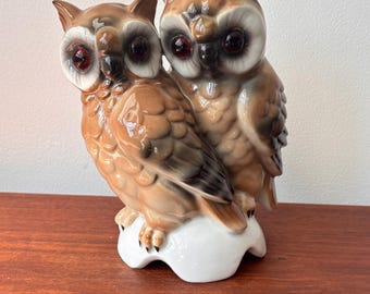 Vintage MCM Gerold Porzellan Pair of Horned Owl Birds Figurine