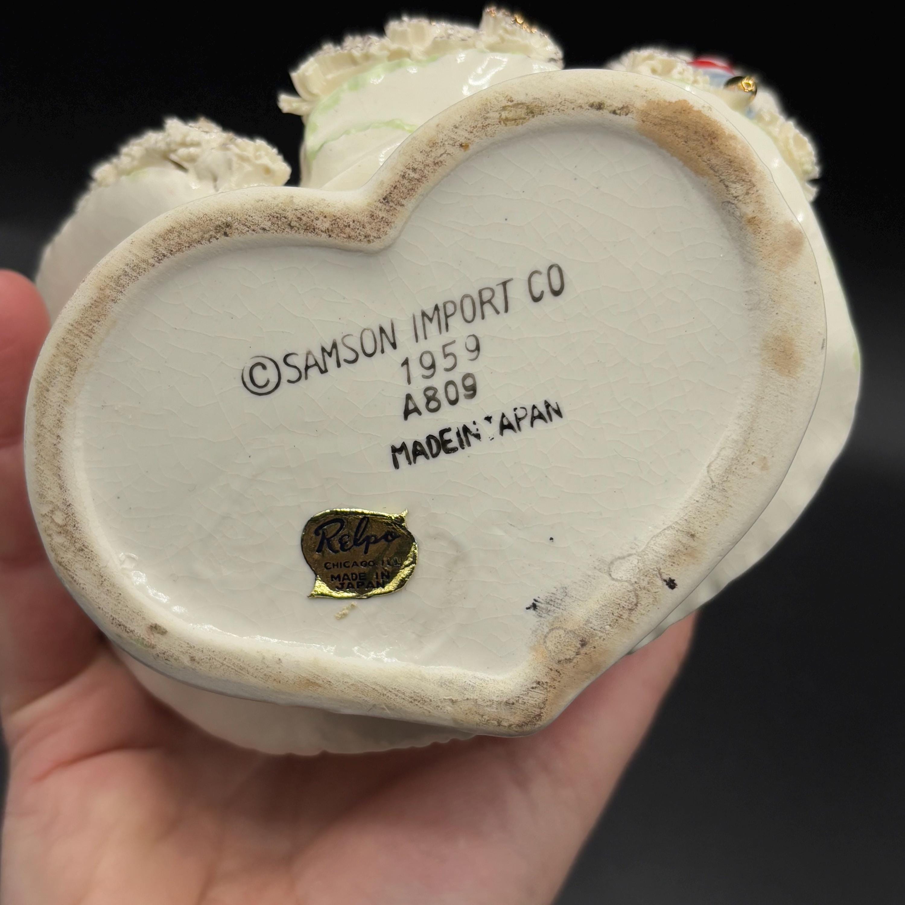 Vintage Relpo Valentines Lady Planter: Heart Dress, Parasol, Japan