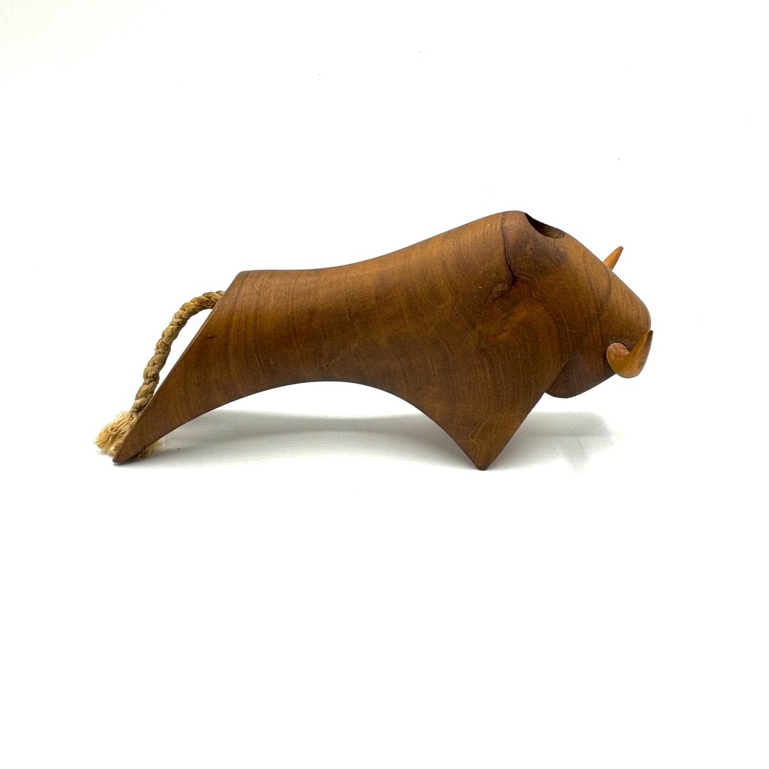 Bull Rack Toothpick Vintage MCM Modern Carved Wood Bull Toothpick Holder Made in Spain 7 - Etsy