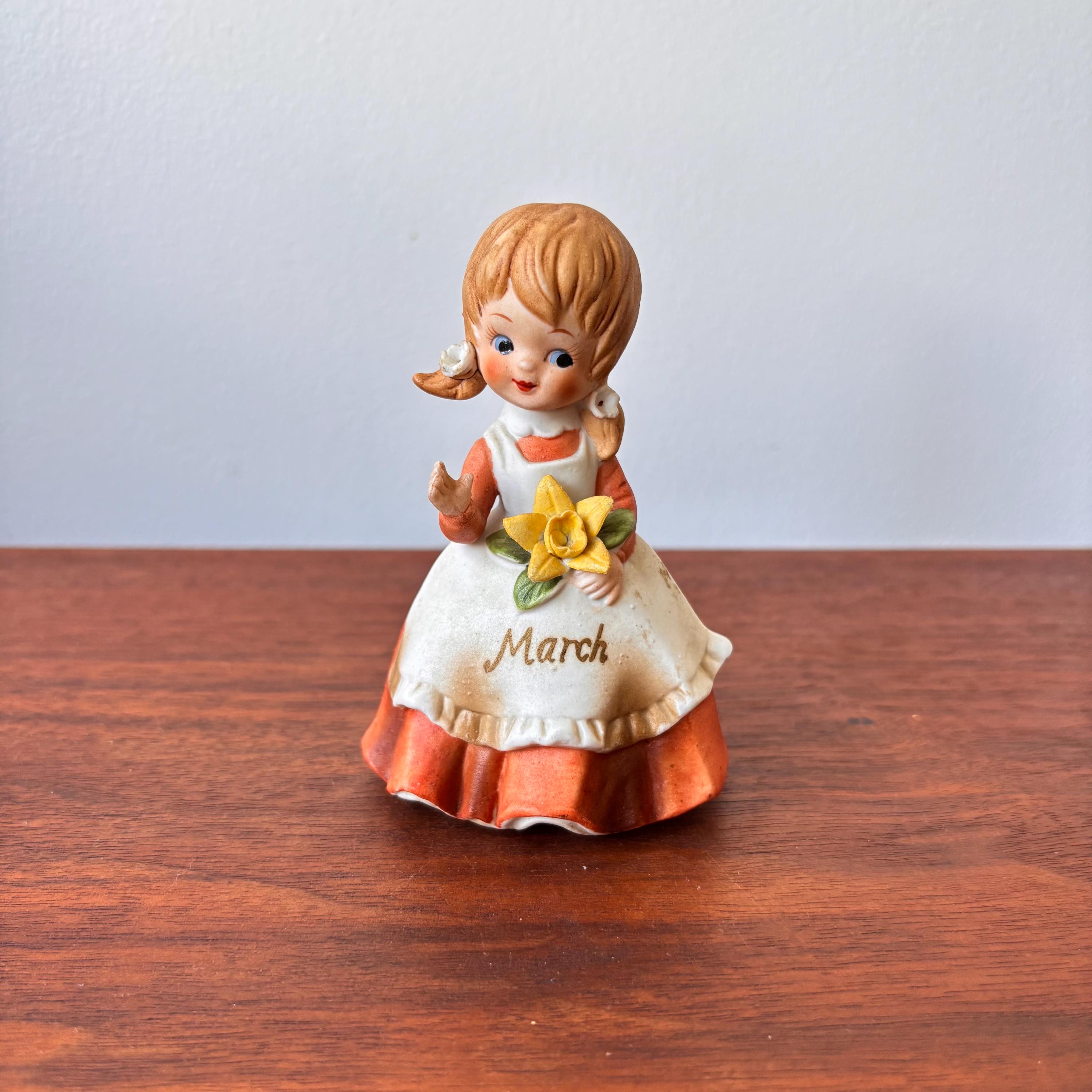 Vintage Girl of the Month Figurine March, March Birthday, Made in