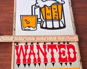 Vintage “honest Bartender Wanted” Hanging Wall Mirror Bar Sign