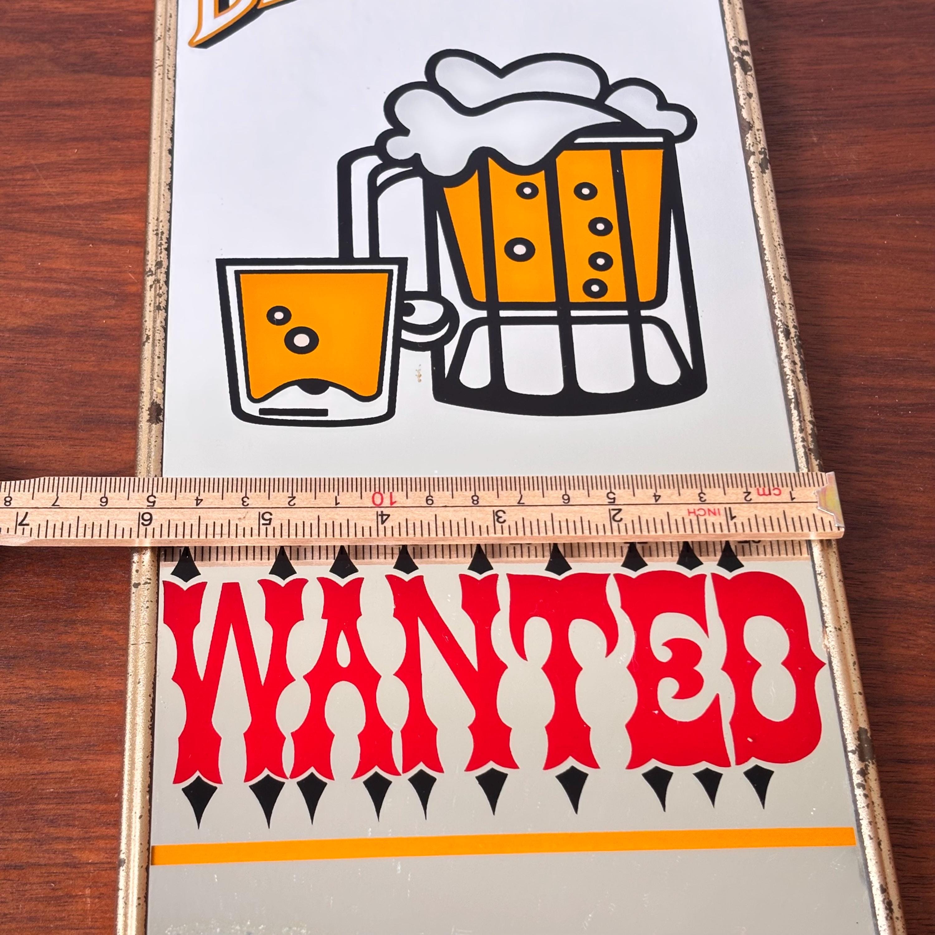 Vintage “honest Bartender Wanted” Hanging Wall Mirror Bar Sign