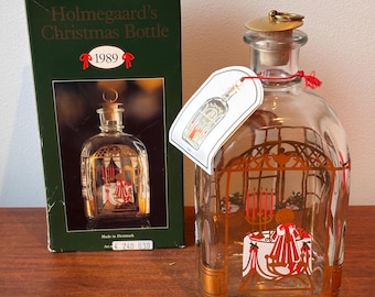 Holmegaard Glass Christmas Bottle Decanter Juleflaske 1989 - Etsy