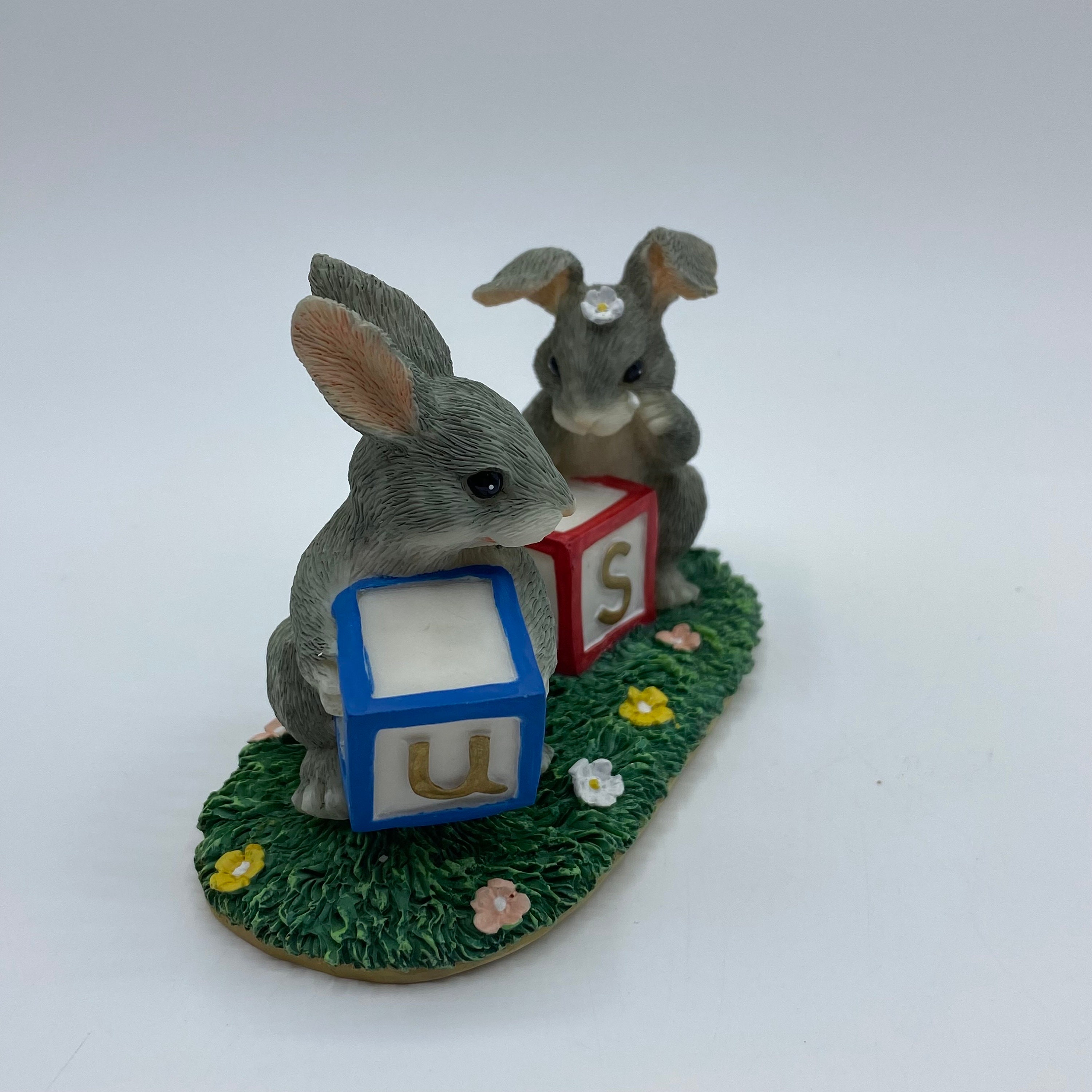 Vintage Charming Tails Figurine: Bunnies With ABC Blocks - Etsy