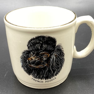 Mug vintage caniche français des années 30 : W.L.E. Ltée, Gold Rim
