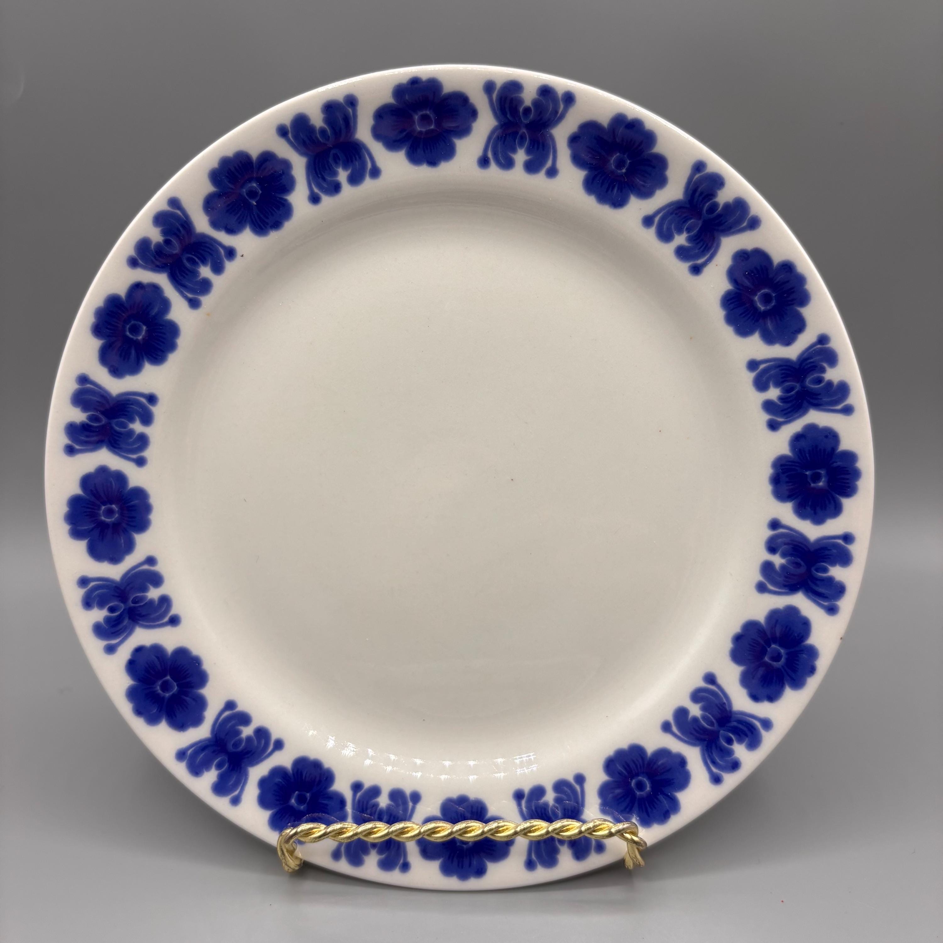 Richard Ginori 1735 Porcelain Side Plates: Blue Floral Border, Set