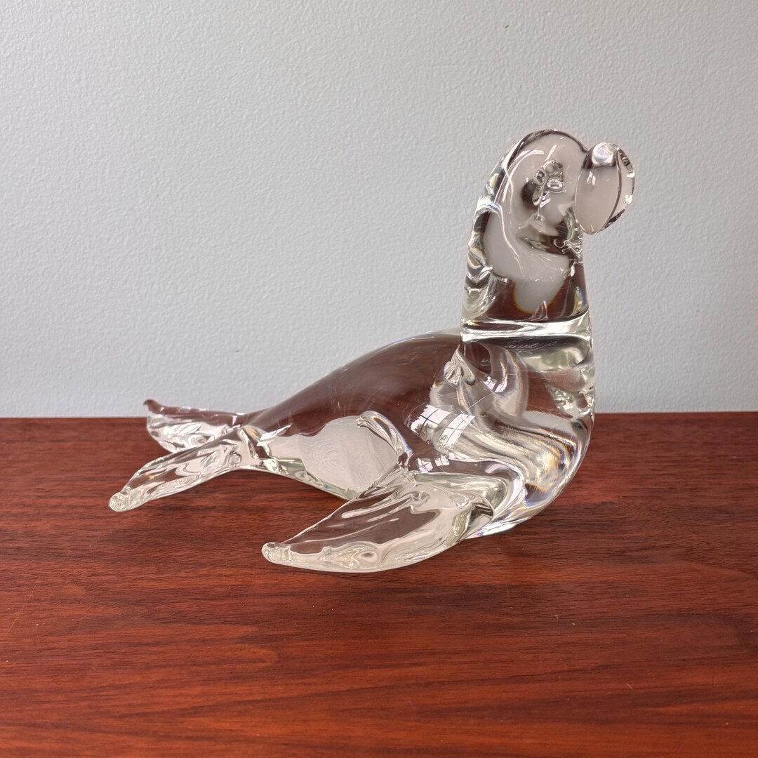 Vintage Murano Italy Zanetti Licio Seal Sea Lion Clear Art Glass